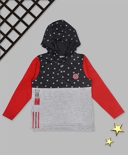 Tambourine Full Sleeves Star Print Hoodie - Blue