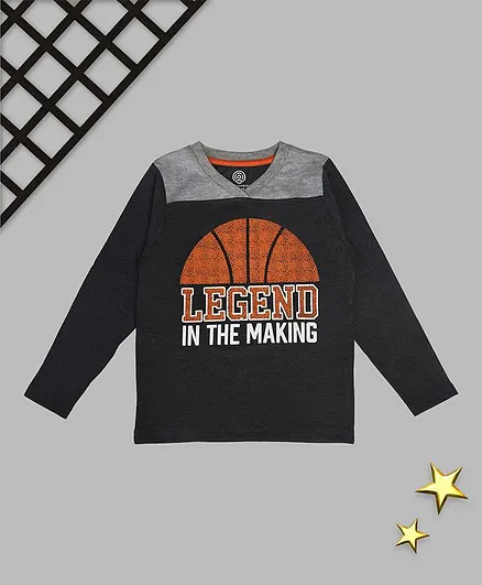 Tambourine Full Sleeves Legend In The Making Print Tee - Grey