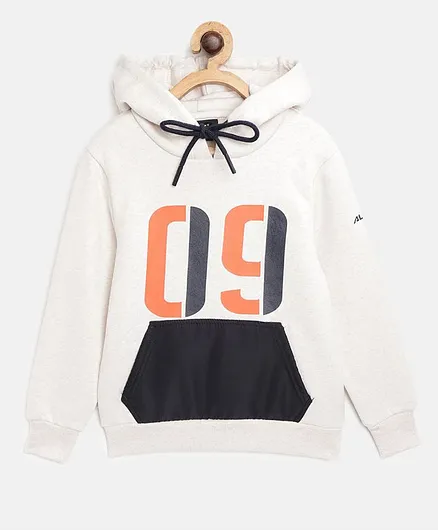 Alcis Full Sleeves Numbers Printed Hoodie - Off White