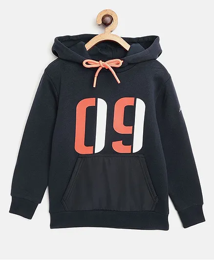 Alcis Full Sleeves Numbers Printed Hoodie - Navy Blue