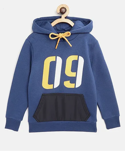 Alcis Full Sleeves Numbers Printed Hoodie - Blue