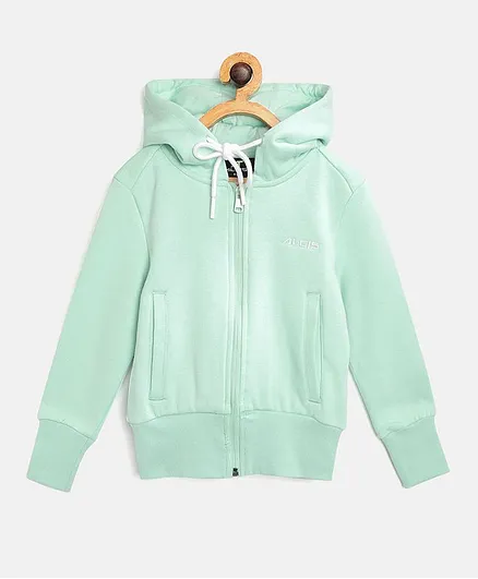 Alcis Full Sleeves Solid Hooded Jacket - Green