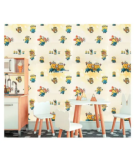 Oren Empower Minions Themed Waterproof Wallpaper - Multicolour