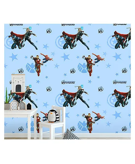 Oren Empower Avengers Themed Waterproof Wallpaper - Light Blue
