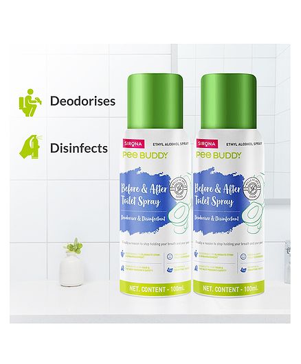 PeeBuddy Toilet Seat Disinfectant & DeoDorizer Spray - 100 ml (Pack of 2)