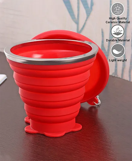 Collapsible Silicone Multi-Use Travel Mug - Red
