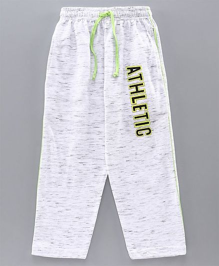 Nottie Planet Athletic Patch Full Length Lounge Pants - Off White And Neon Green