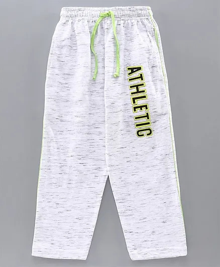 Nottie Planet Athletic Patch Full Length Lounge Pants - Off White And Neon Green