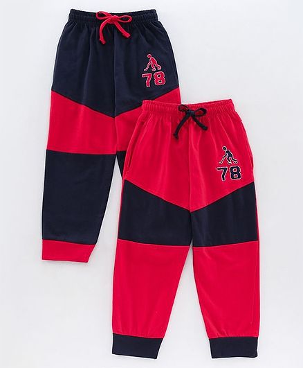 Nottie Planet Pack Of 2 78 Patch Full Length Track Pant - Navy Blue & Red