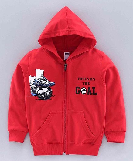 Nottie Planet Full Sleeves Focus On The Goral Print Knit Light Jacket -Red