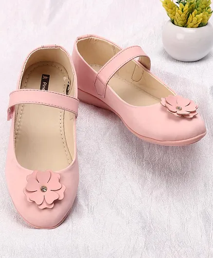 Pine Kids Belly Shoes Floral Applique - Pink