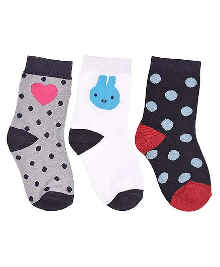 Footprints Organic Cotton Bunny Design Socks Pack Of 3 - Multi Colour