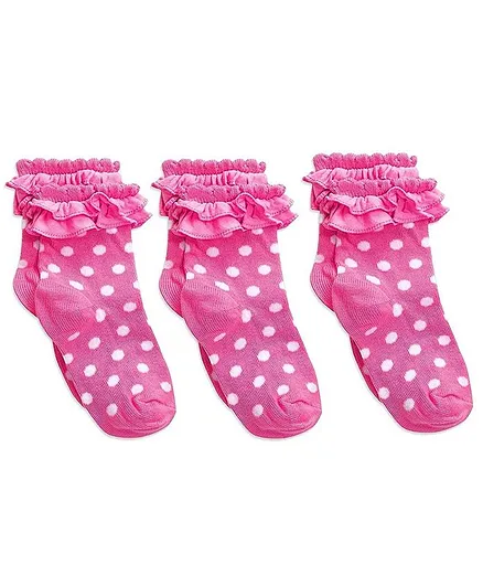 Footprints Organic Cotton Filled Socks Pack Of 3 - Pink