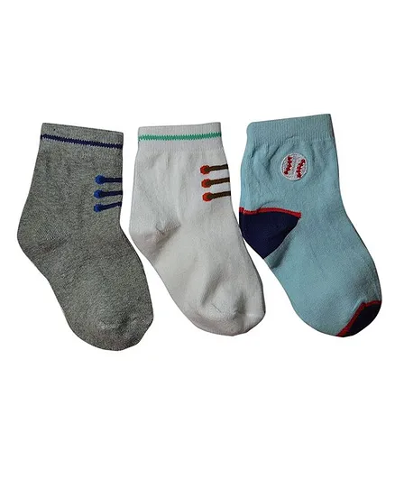Footprints Organic Cotton Football Socks Pack Of 3 - Multi Colour