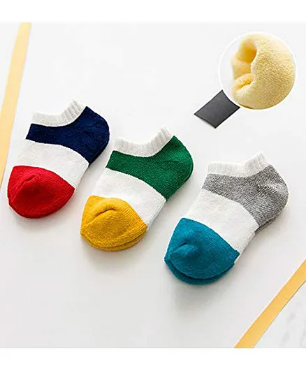 Footprints Organic Cotton Colour Block Socks Pack Of 3 - Multi Colour