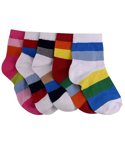 Footprints Organic Cotton Striped Socks Pack Of 5 Pairs - Multicolor