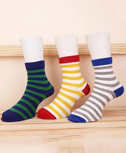 Footprints Organic Cotton Striped Socks Pack Of 3 Pairs - Multi