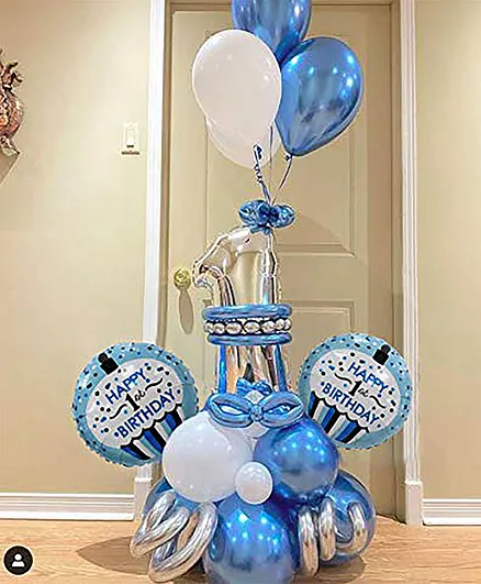 Party Propz 1st Birthday Boy Decoration Set Blue Silver - Pack Of 22