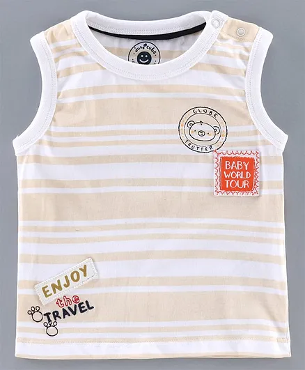 JusCubs Sleeveless Striped T-Shirt - Beige