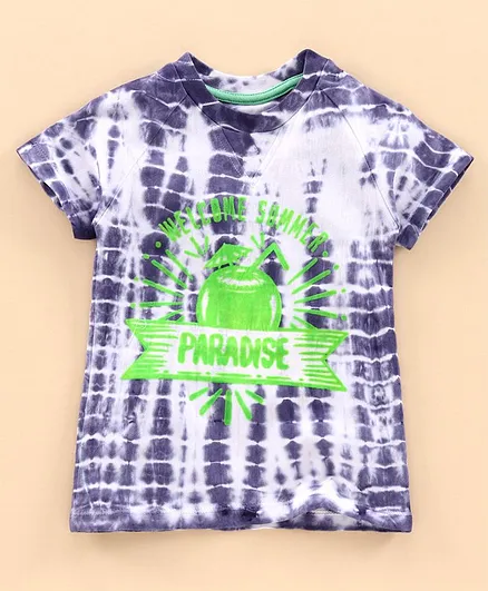 JusCubs Short Sleeves Tie & Dye Pattern Printed Tee - Blue & Green