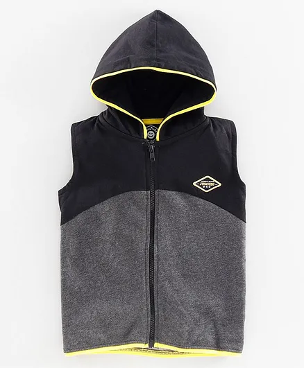 JusCubs Sleeveless Colour Block Hooded Jacket - Grey