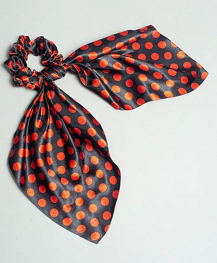 TMW Kids Polka Dot Printed Scrunchie - Red & Black