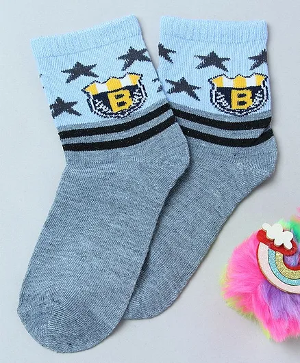 TMW Kids Ankle Length Color Block Socks - Grey & Blue