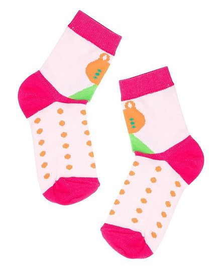 TMW Kids Dotted Pattern Ankle Length Soft Cotton Socks - Pink