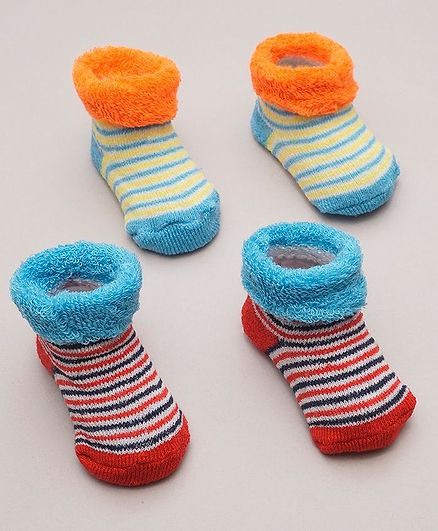 TMW Kids Pack of 2 Striped Ankle Length Socks - Multi Colour