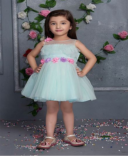 Betty By Tiny Kingdom Floral Work Sleeveless Dress - Blue