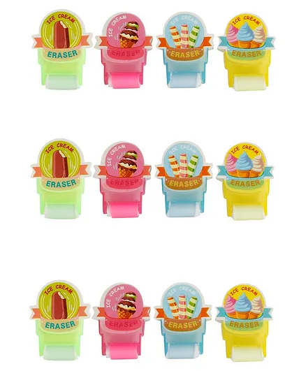 Passion Petals Erasers Ice Cream Print Pack of 12 - Multicolor