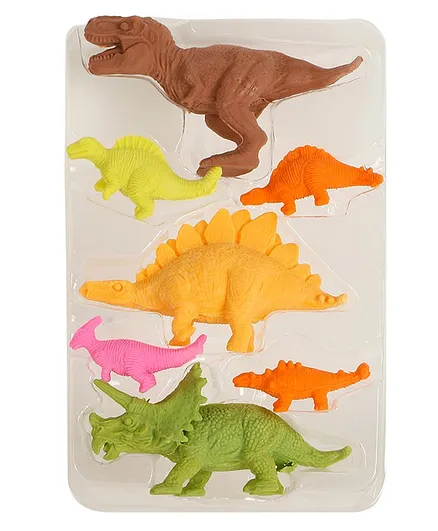 Passion Petals Dino Shaped Erasers Pack of 7 - Multicolor