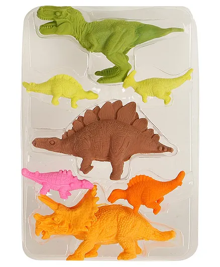 Passion Petals Dinosaur Shaped Erasers Pack of 7 - Multicolor