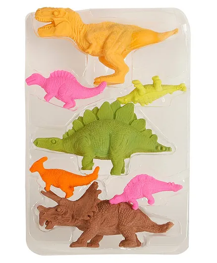 Passion Petals Dinosaur Shaped Erasers Pack of 7 - Multicolor