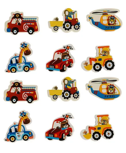 Passion Petals Vehicle & Animal Shaped Erasers Pack of 12 - Multicolor