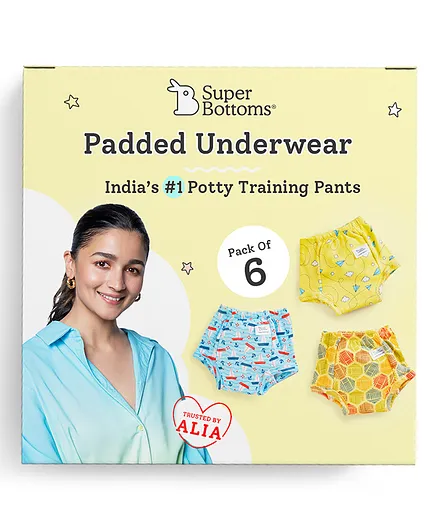 SuperBottoms Padded Potty Training Pants Explorer Collection Pack of 6 - Multicolour