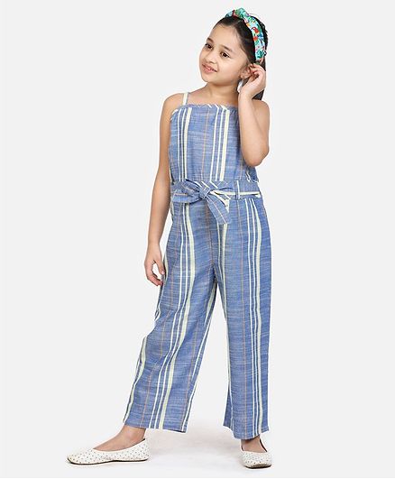 Lilpicks Couture Sleeveless Striped Jumpsuit - Blue