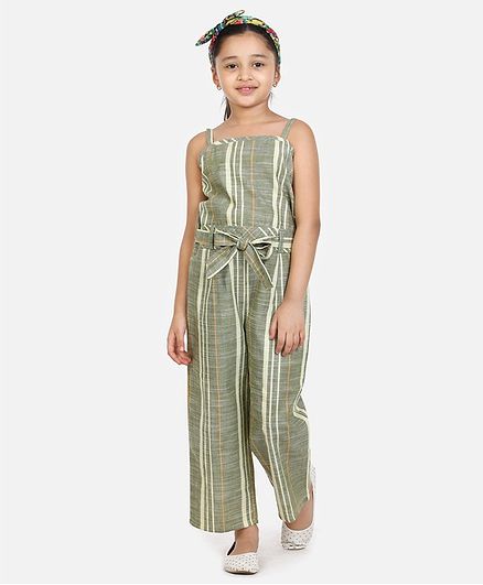 Lilpicks Couture Sleeveless Striped Jumpsuit - Green