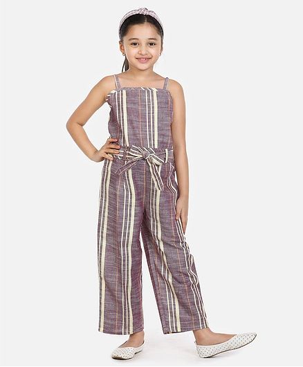 Lilpicks Couture Sleeveless Striped Jumpsuit - Purple
