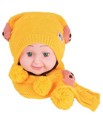 Yellow Bee Braids Detailing Cap & Muffler Set - Yellow