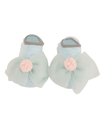 Yellow Bee Bow Detailing Ankle Length Socks - Grey