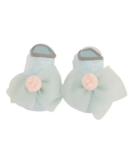 Yellow Bee Bow Detailing Ankle Length Socks - Grey