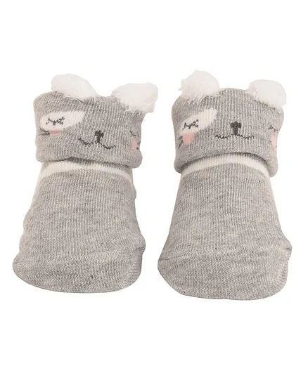 Yellow Bee Puppy Design Socks - Grey