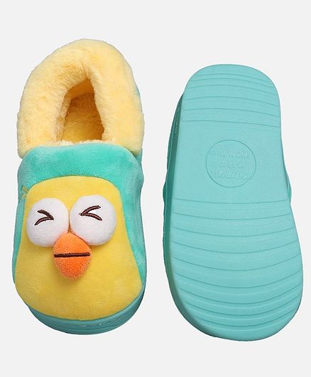 Yellow Bee Bird Plush Shoes - Yellow Lime Green