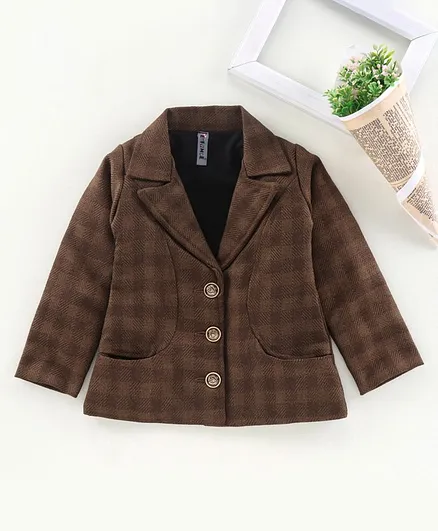 Enfance Full Sleeves Checked Jacket - Brown