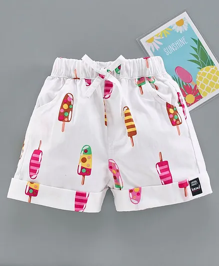Enfance Core Colourful Popsicle Printed Shorts - White