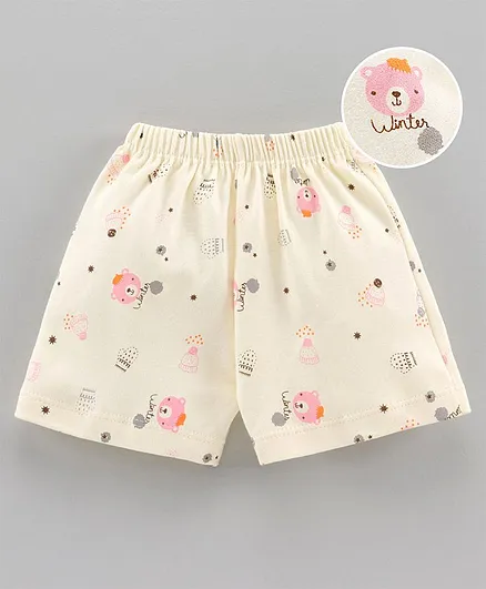 Child World Cotton Shorts Teddy Print - Yellow