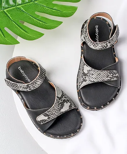 Babyoye Open Toe Party Sandals - Black Grey