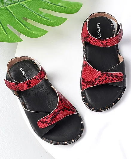 Babyoye Open Toe Party Sandals - Black Red