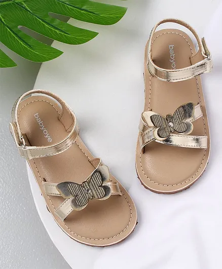 Babyoye Party Wear Sandals Butterfly Motif - Golden